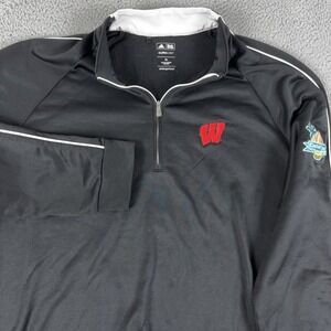 Adidas Wisconsin Badgers Pullover Mens XL Black 1/4 Zip Golf Capital One Bowl